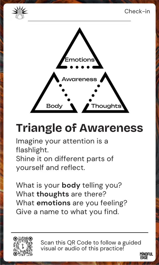 Check-in Pocket Practice Card -Triangle of Awareness